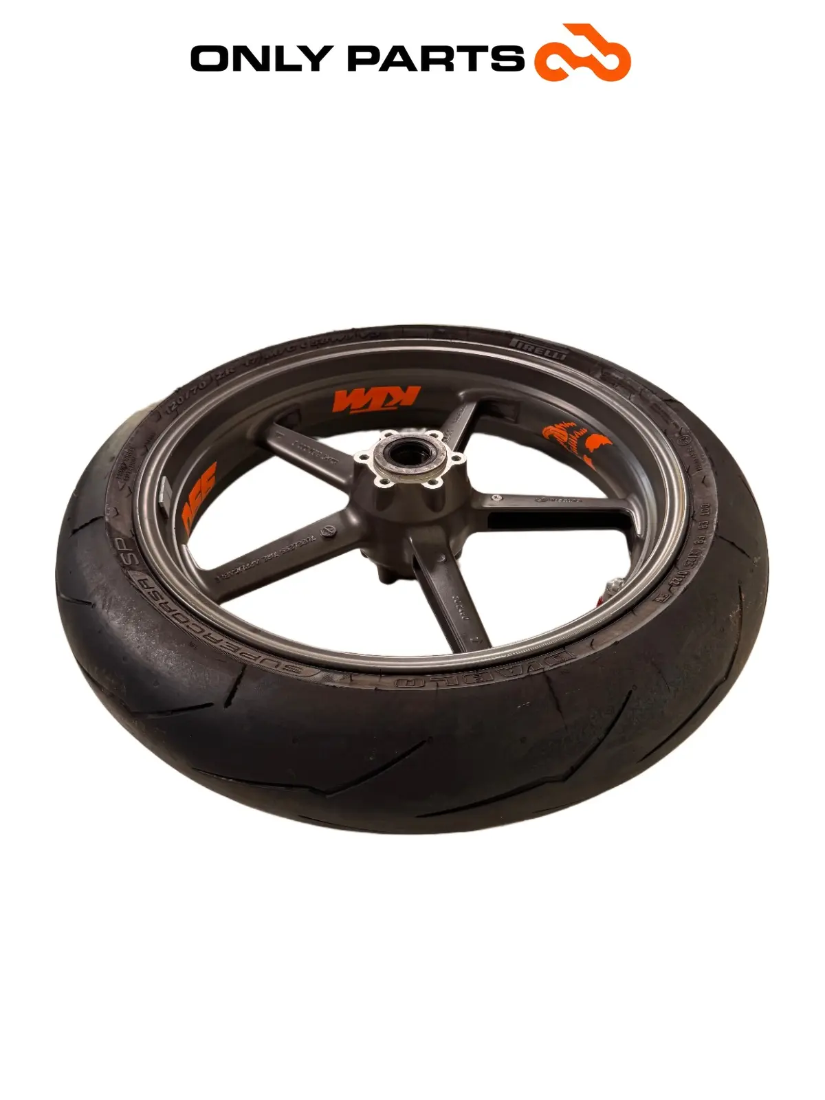 Cerchio anteriore KTM Super Duke 990cc 2006 Nero/Arancione usato — foto reale 3