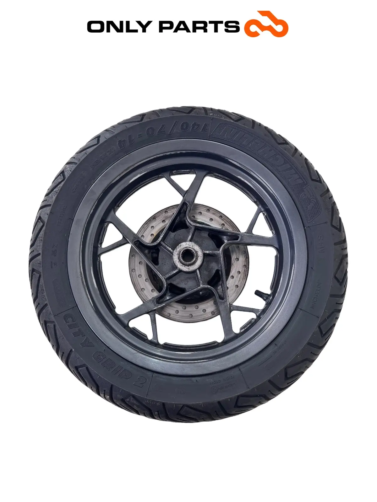 Cerchio posteriore completo disco abs Yamaha X-max 125cc 2014 Grigio opaco usato — foto reale 2
