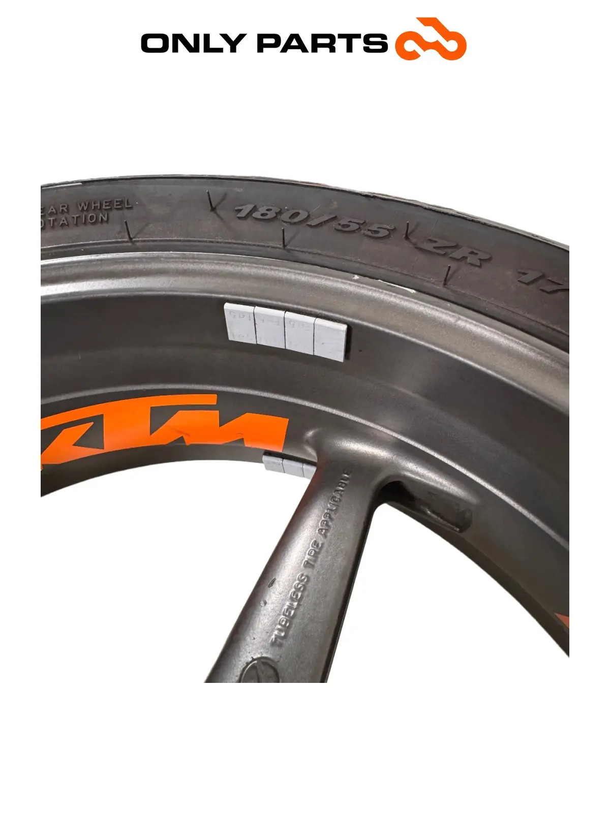 Cerchio posteriore KTM Super Duke 990cc 2006 Nero/Arancione usato — foto reale 7