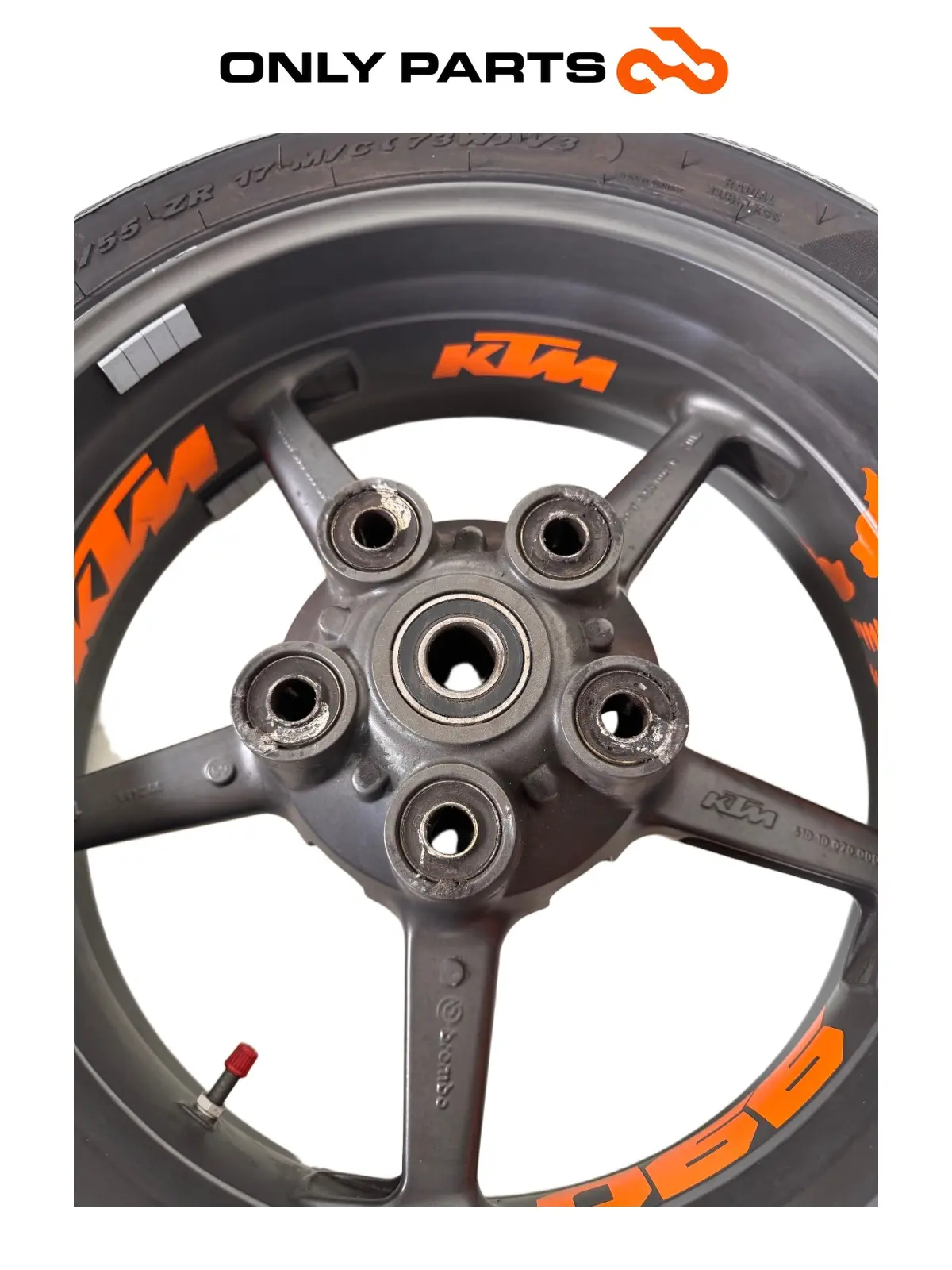 Cerchio posteriore KTM Super Duke 990cc 2006 Nero/Arancione usato — foto reale 9