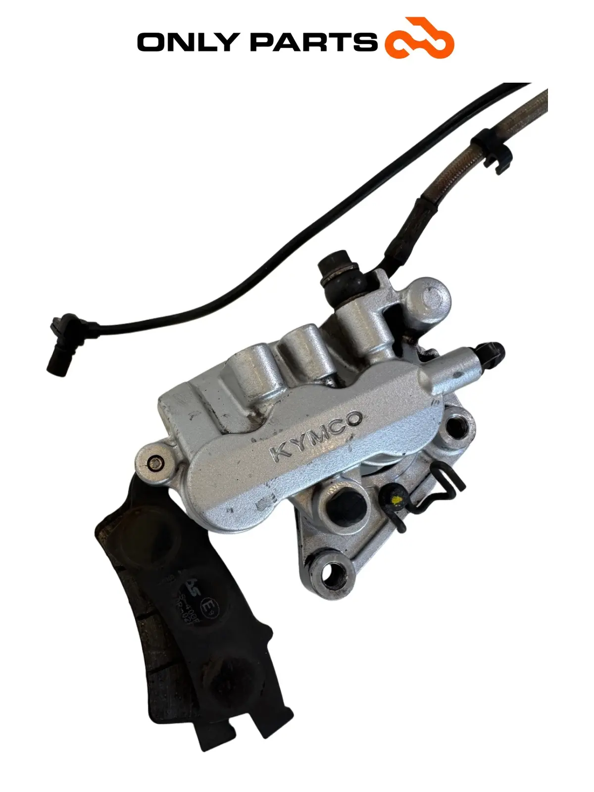 Pinza freno anteriore con supporto, tubo freno e sensore ABS Bosch Kymco People GTi 300cc 2014 Bianco usato — foto reale 11