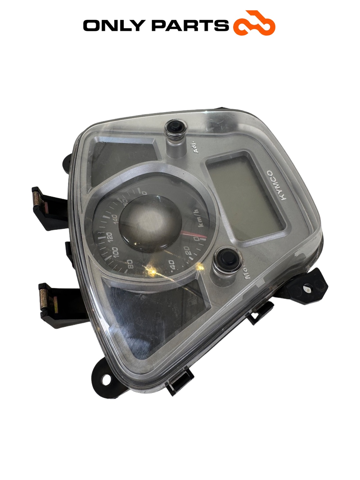 Quadro strumenti completo: tachimetro analogico, display LCD e spie Kymco People GTi 300cc 2014 Bianco usato — foto reale 6